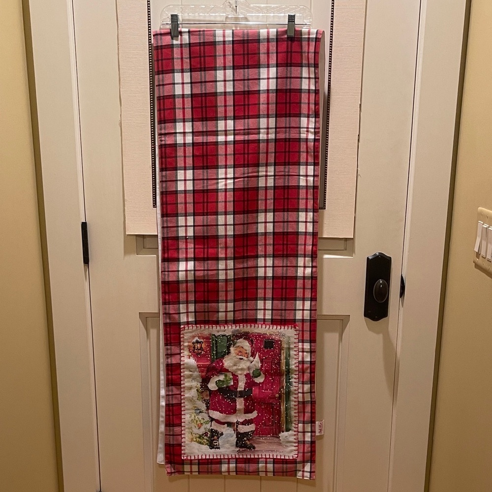 Sleigh Hill Red Plaid Santa Table Runner 45 inches long